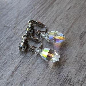 Vintage 1960s Crystal Clip On Earrings